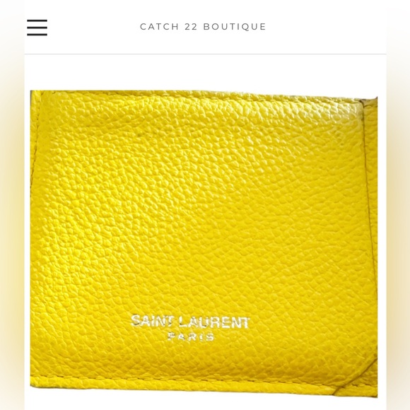 SAINT LAURENT Fragment Grained Calfskin 5 Card Holder Zip Pouch Sunflower - Picture 7 of 11